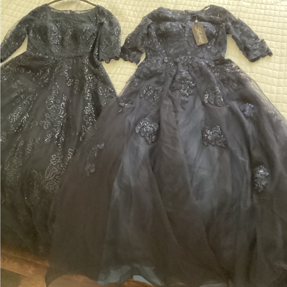 NWT navy Sequin/lace evening gown - Picture 5 of 6
